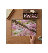 Dalda Mavi Kuş - Kiraz Çiçekleri Tasarımı 240 parça Ahşap Puzzle Ahşap Kutuda MP10156