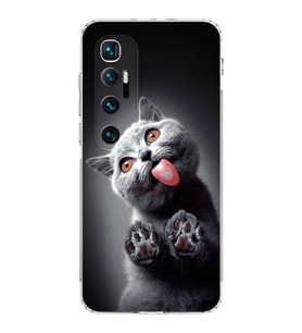 PrintiFy Xiaomi Mi 10 Pro ile Uyumlu Kedi 2 Kamera Korumalı Şeffaf Kılıf