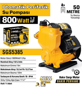 SGS OTOMATİK PERİFERİK SU POMPASI 800 WATT 1.2 HP SGS5385
