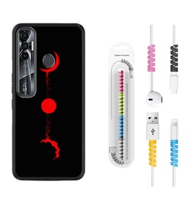 Tecno Spark 6 6 Go 8C 8 Pro 7 7 Pro Kılıf Kablo Koruma Spiral Silikon Red Moon 1710