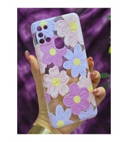 Samsung Galaxy A21S Uyumlu Pastel Renkli Çiçekler Desenli Şeffaf Telefon Kılıfı