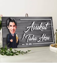 BK Gift Kişiye Özel Avukat Karikatürlü Gri Dekoratif Ahşap Tabela