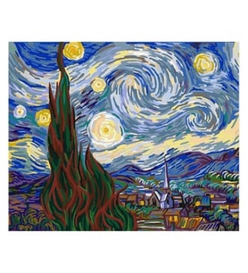 Van Gogh Yıldızlı Geceler Sayılarla Boyama Seti Canvas Kasnaklı 40 x 50 cm