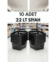 10 ADET / 22 Litre Plastik Market Alışveriş Sepeti Profesyonel Market Mağaza El Sepeti Kırmızı (Siyah)