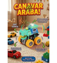 Işıklı Ve Sesli Dinozor Canavar Kamyon - 360° Dönen Sürtmeli Akrobasi Arabası - Oyuncak Araba