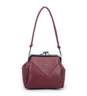 Nas Bag Mini Vintage Burslu Klipsli Kadın Omuz ve Çapraz Çanta Bordo Victoria ( 20x17 cm)