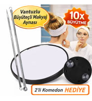 2 Li Komeden Siyah Nokta Temizleme Ve Büyüteçli Ayna Makyaj Aynası Vantuzlu Büyüteçli Ayna 10 X- 9cm