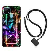 Realme C11 C21 C21Y C25Y C11 2021 Kılıf Boyun Askılı Silikon Butterfly Neon 1684