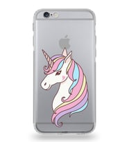 Apple iPhone 6 Uyumlu Kamera Korumalı Tıpalı Kapak Unicorn Tasarımlı Silikon Şeffaf Kılıf