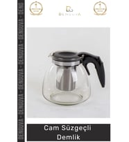 #Demlik Isıya Dayanıklı Borosilikat Şeffaf Modern Tasarım Pratik Cam Süzgeçli Demlik 1.1 Litre