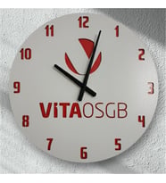 Kişiye Özel Logo Baskılı Duvar Saati  Lazer Kesim Kurumsal Hediye Şirket Hediyesi Promosyon  40 cm (Kırmızı-Beyaz)