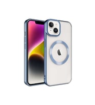 Apple iPhone 14 Uyumlu Kılıf M-safe Wireless Şarj Özellikli Zore Setro Silikon (Mavi)