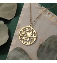 Kişiye Özel 925 Ayar Gümüş Tasarım Desen Detaylı Kuş Kolye (Gold)