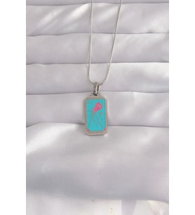 316L Çelik Gümüş Renk Mavi Mineli Tarot Kolye (Karışık)
