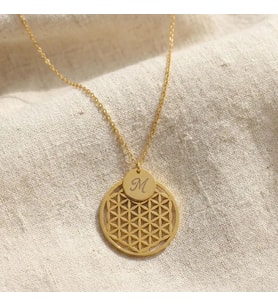 Yaşam Çiçeği Minimal Disk Harf Kolye 925K Gümüş (Gold)