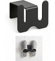 Home Duvara Yapıştırılabilir Terlik Askısı Metal Terlik Organizeri Banyo Terlik Tutucu Yapışkanlı Duvar Askılığı Çift Terlik Aparatı Siyah Minimalist Tasarım