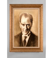 EV İŞYERİ OFİS İÇİN ALTIN ÇERÇEVELİ PASPARTULU ATATÜRK TABLO S519