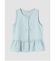 LCW Kids Mavi Fiyonk Detaylı Kız Çocuk Peplum Bluz