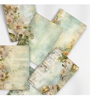 A6 (10,5x14,8 cm) 6’lı Soft Vintage Çiçek & El Yazısı Scrapbook Mektup Kağıdı