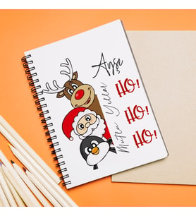Mutlu Yıllar & Merry Christmas & Yılbaşı & Noel Baba Tasarımlı Defter Kişiye Özel