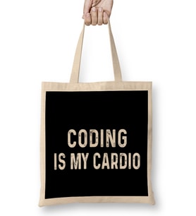 Coding Is My Cardio 02 Bez Çanta Uzun Saplı