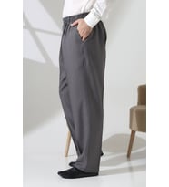 Erkek Beli Lastikli Cepli Hac Umre Kumaş Şalvar Pantolon - Açık Gri (ISR)