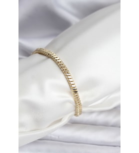 14K Gold Renk Kaplama Kare Zincir Model CM Kadın Bileklik 5886 - HPSBYI3056-5925
