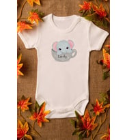 Unisex Bebek Baby Fil Baskılı Ekru Çıtçıtlı Body