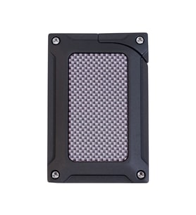 Caseti Tek Torch Pürmüz Siyah Karbon Desenli Metal Puro Çakmağı