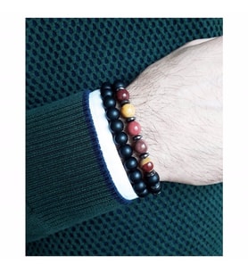 Oniks - Jasper - Hematit Doğal Taş Erkek Bileklik (Karışık)