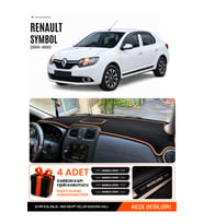 RENAULT SYMBOL ÜST KAPAKLI (2013-2021) Uyumlu Torpido Örtüsü Torpido Kılıfı - Siyah Kahverengi