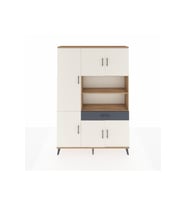 Arges Dolap 10 Raflı Tek Çekmeceli 6 Kapaklı 132x30x195 Çam-Aytaşı/Antrasit