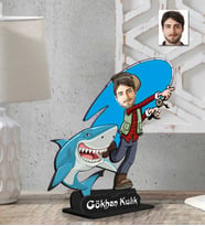 Kişiye Özel 2 Boyutlu Balıkçı  Erkek  Ahşap Biblo-1