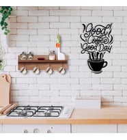 BK Home Doğal Ahşap Raflı Dekoratif Fincan Askılığı ve Duvar Süsü-18 (Beyaz)
