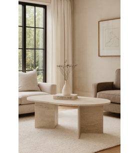 80x130cm Traverten Oval Orta Sehpa Oscar Model