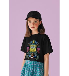 Tasarım Süngerbob Baskılı Unisex Çizgi Film Çocuk Tişört (1-12 Yaş)