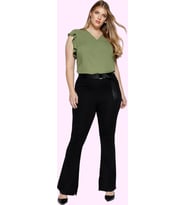 Kadın Regular Flare Pantolon Viskoz Polyester Elastan Yüksek Bel Günlük Yaz Aylarının Vazgeçilmezi