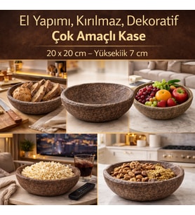 El Yapımı, Kırılmaz, Dekoratif Çok Amaçlı Kase (Kahverengi-Kahve)
