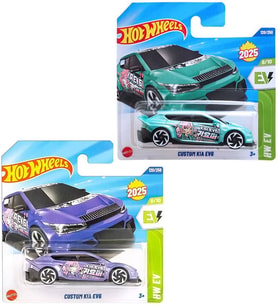 2 Araç Kia Set - Hot Wheels Custom Kia EV6 - Mor & Turkuaz (1/64)