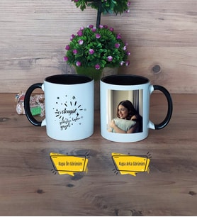 Doğum Günü Hediyesi Kupa Bardak Siyah Fotoğraflı