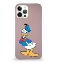 Apple iPhone 12 Pro Max Soft Premier Kapak Donald Duck-D Tasarımlı Silikon Kılıf - Pudra (Şeffaf)