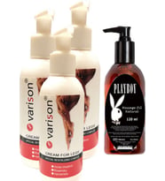 Hintohu Varison Varicose Vein Defense Cream ,,diz,bacak Bakım Kremi 120 ml 3 Adet + Playboy Masaj Ya