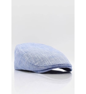 Erkek Düz Pamuklu Mavi Flat Cap Kasket