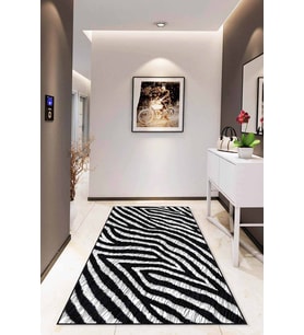 Siyah Leopar Kaymaz Tabanlı Makinede Yıkanabilir Halı RV206 - 100 x 160 cm