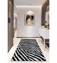 Siyah Leopar Kaymaz Tabanlı Makinede Yıkanabilir Halı RV206 - 100 x 160 cm