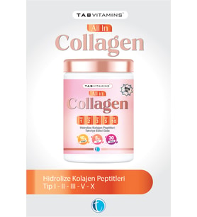 All in Collagen 30 Servis Aromasız Hidrolize Kolajen Peptitleri Tip 1 Tip 2 Tip 3 Tip 5 Tip 10