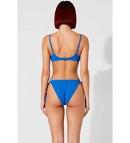Kadın Bikini Takımı Balconette Balenli Bağlamalı Üst Düşük Bel Slip Alt Dokulu Örme Kumaş Kaplı