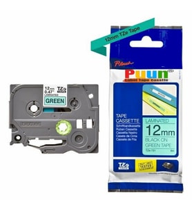 PUUN®Brother P-Touch TZE-731 12MM x 8m Yeşil Üzerine Siyah Muadil Laminasyon Etiket Şeridi (Çok Renkli)
