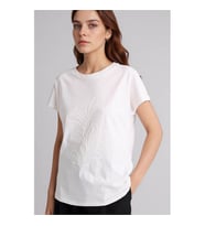 Defacto Basic Ekru Kadın T-Shirt G9264AX/ER105