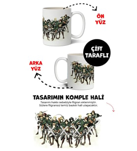 Attack On Titan Karakterleri Tasarımlı Kupa Bardak Sevgiliye Arkadaşa Hediye (Beyaz)